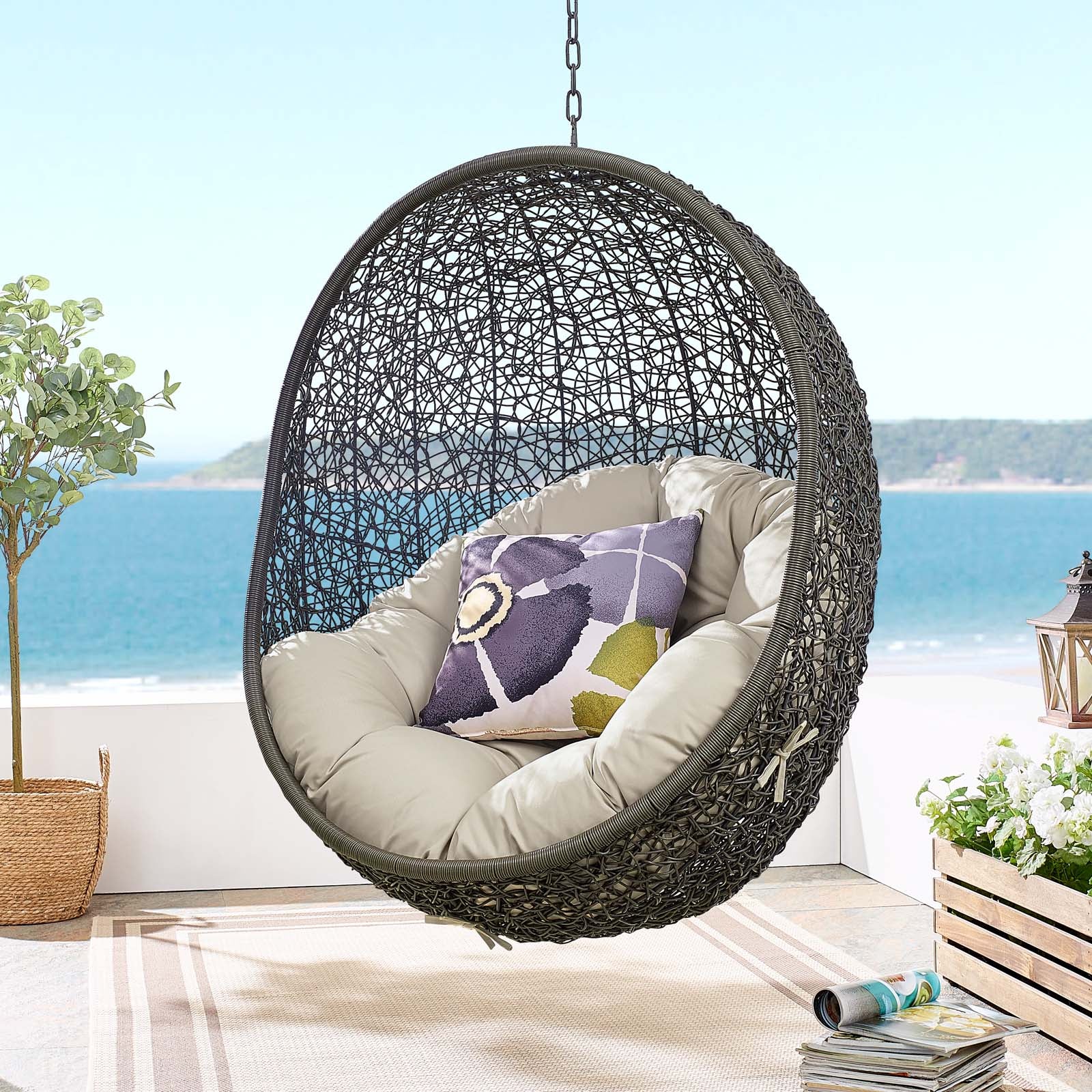 Hide Outdoor Patio Swing Chair With Stand