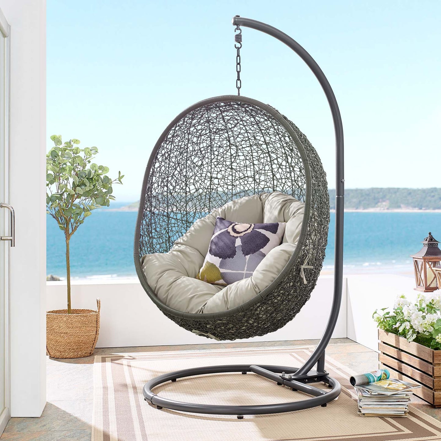 Hide Outdoor Patio Swing Chair With Stand