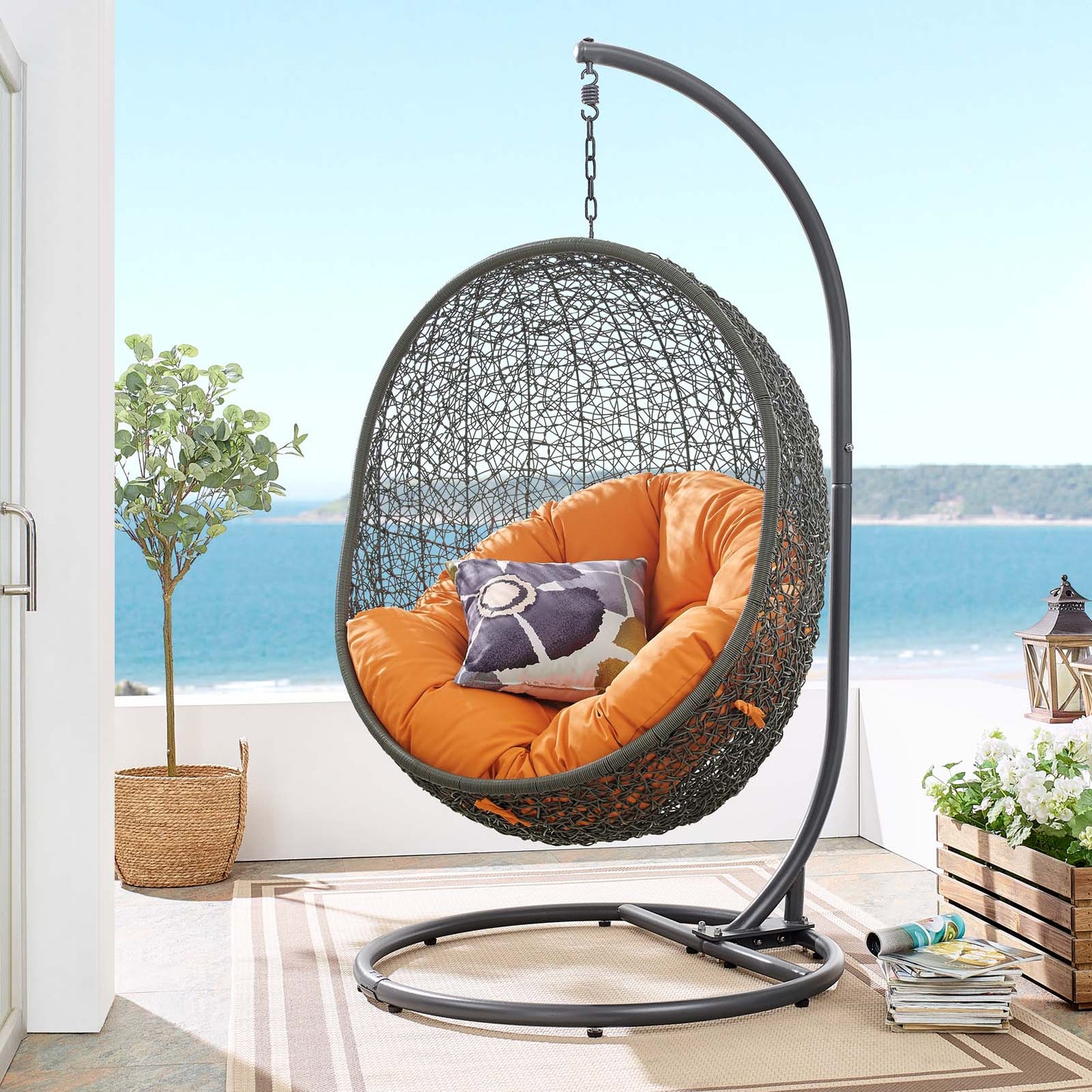 Hide Outdoor Patio Swing Chair With Stand