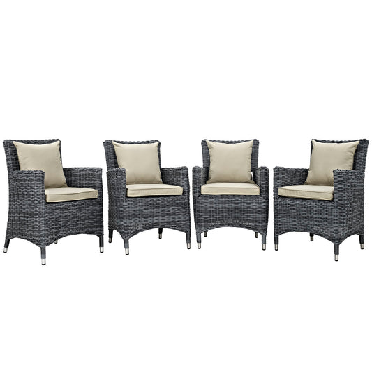 Summon 4 Piece Outdoor Patio Sunbrella® Dining Set