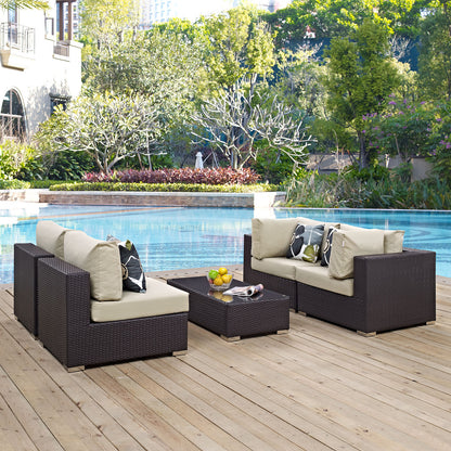 Convene 5 Piece Outdoor Patio Sectional Set