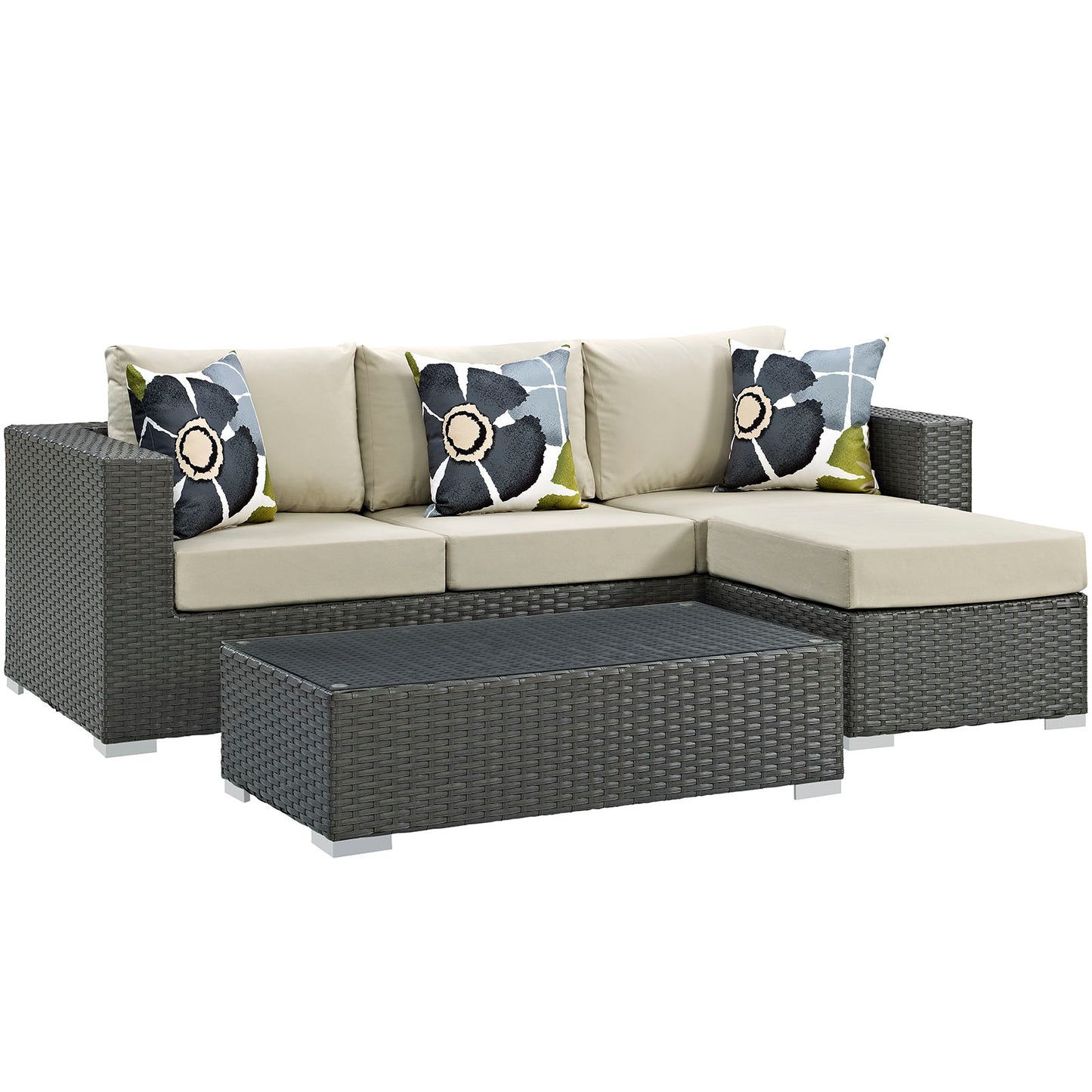 Sojourn 3 Piece Outdoor Patio Sunbrella® Sectional Set