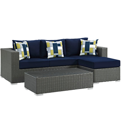 Sojourn 3 Piece Outdoor Patio Sunbrella® Sectional Set