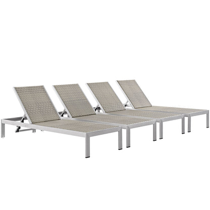 Shore Chaise Outdoor Patio Aluminum Set of 4