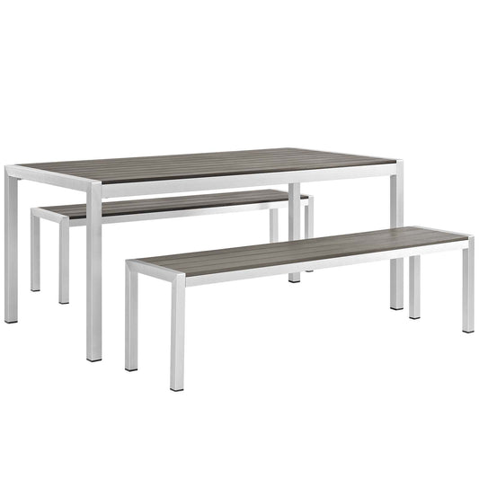 Shore 3 Piece Outdoor Patio Aluminum Dining Set