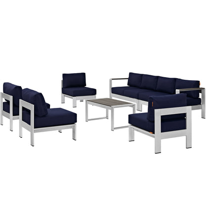 Shore 7 Piece Outdoor Patio Sectional Sofa Set