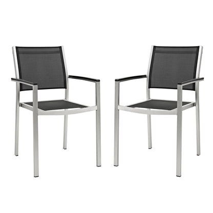 Shore Dining Chair Outdoor Patio Aluminum Set of 2