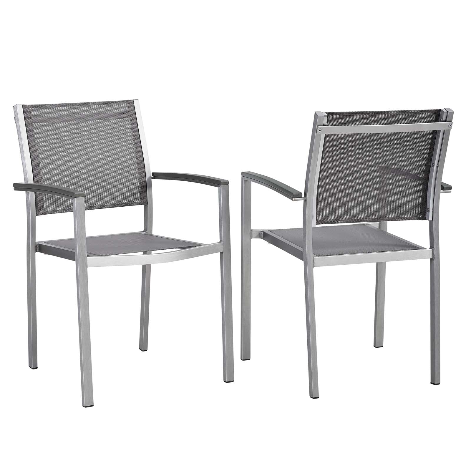 Shore Dining Chair Outdoor Patio Aluminum Set of 2