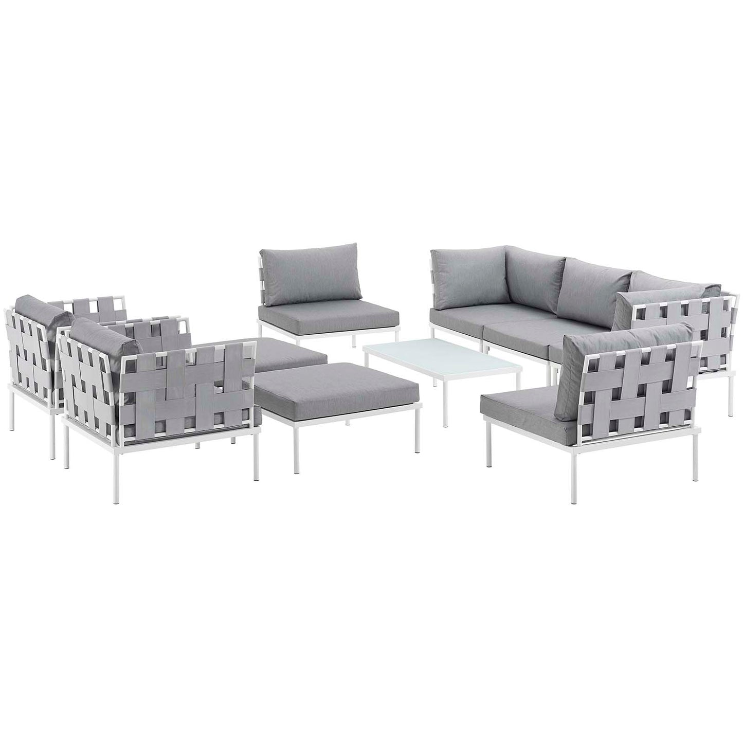 Harmony 10 Piece Outdoor Patio Aluminum Sectional Sofa Set