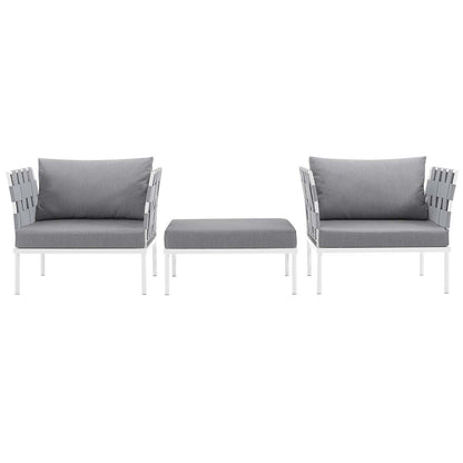 Harmony 3 Piece Outdoor Patio Aluminum Sectional Sofa Set