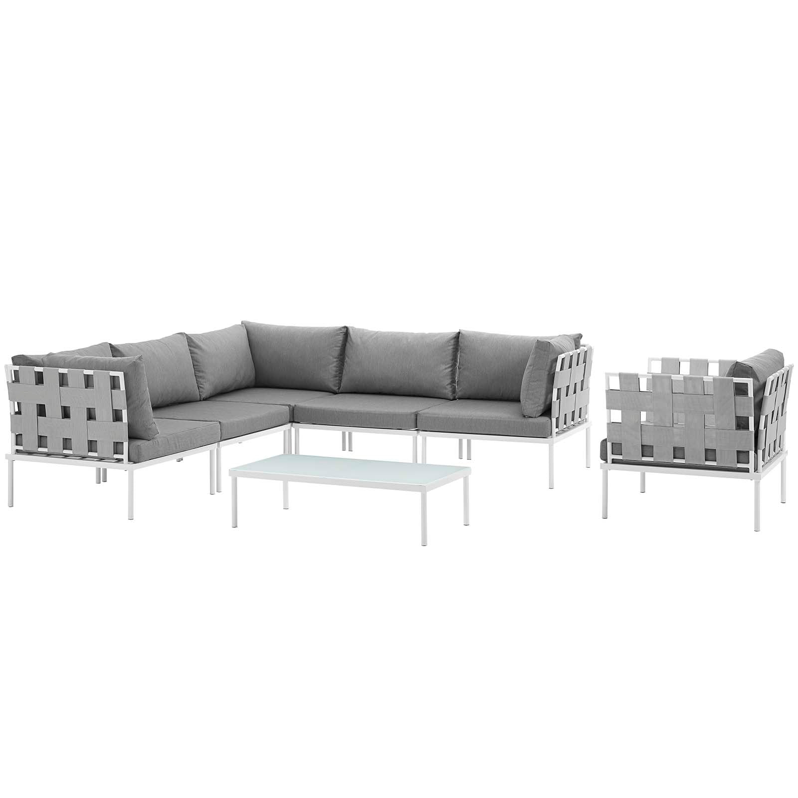 Harmony 7 Piece Outdoor Patio Aluminum Sectional Sofa Set