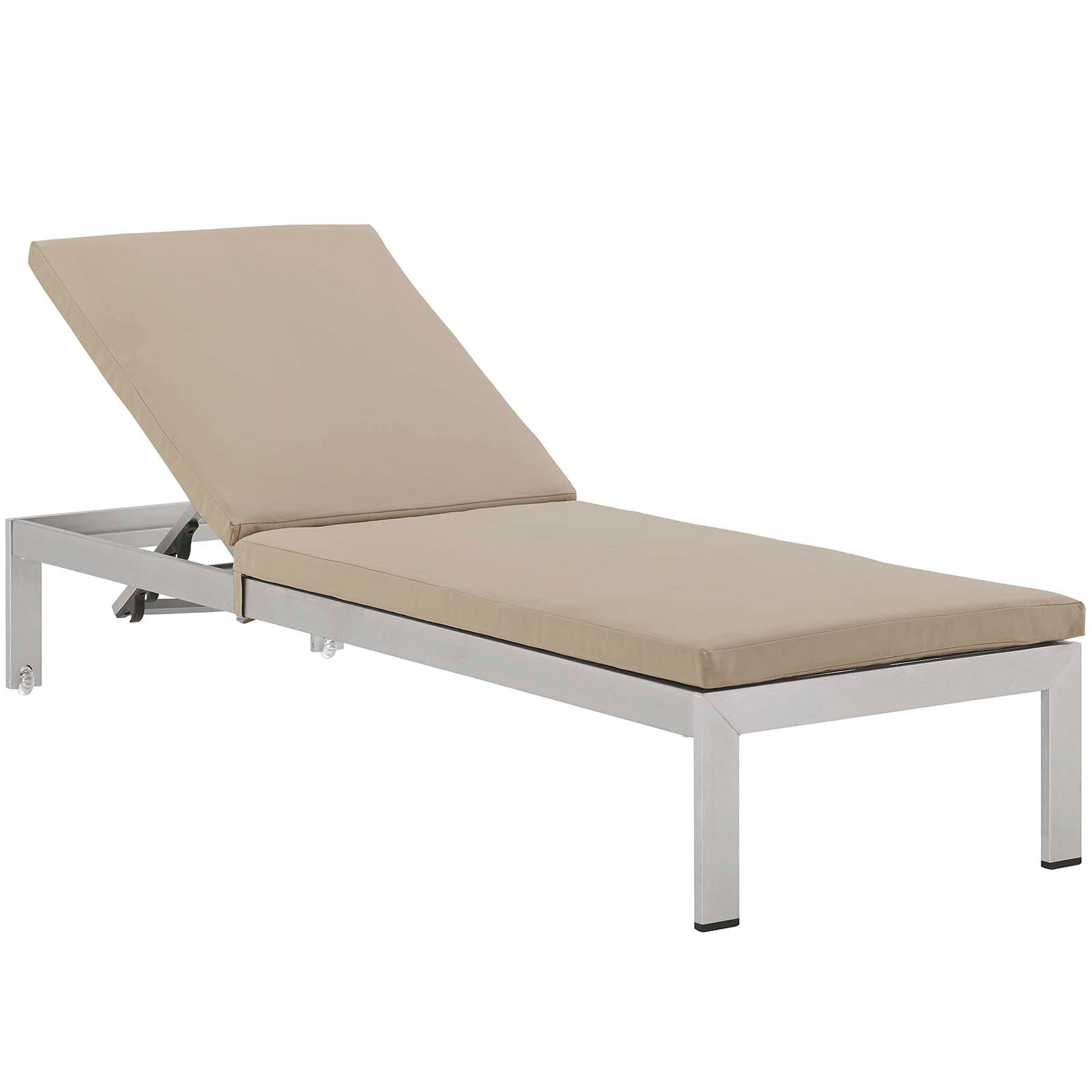 Shore 3 Piece Outdoor Patio Aluminum Chaise with Cushions