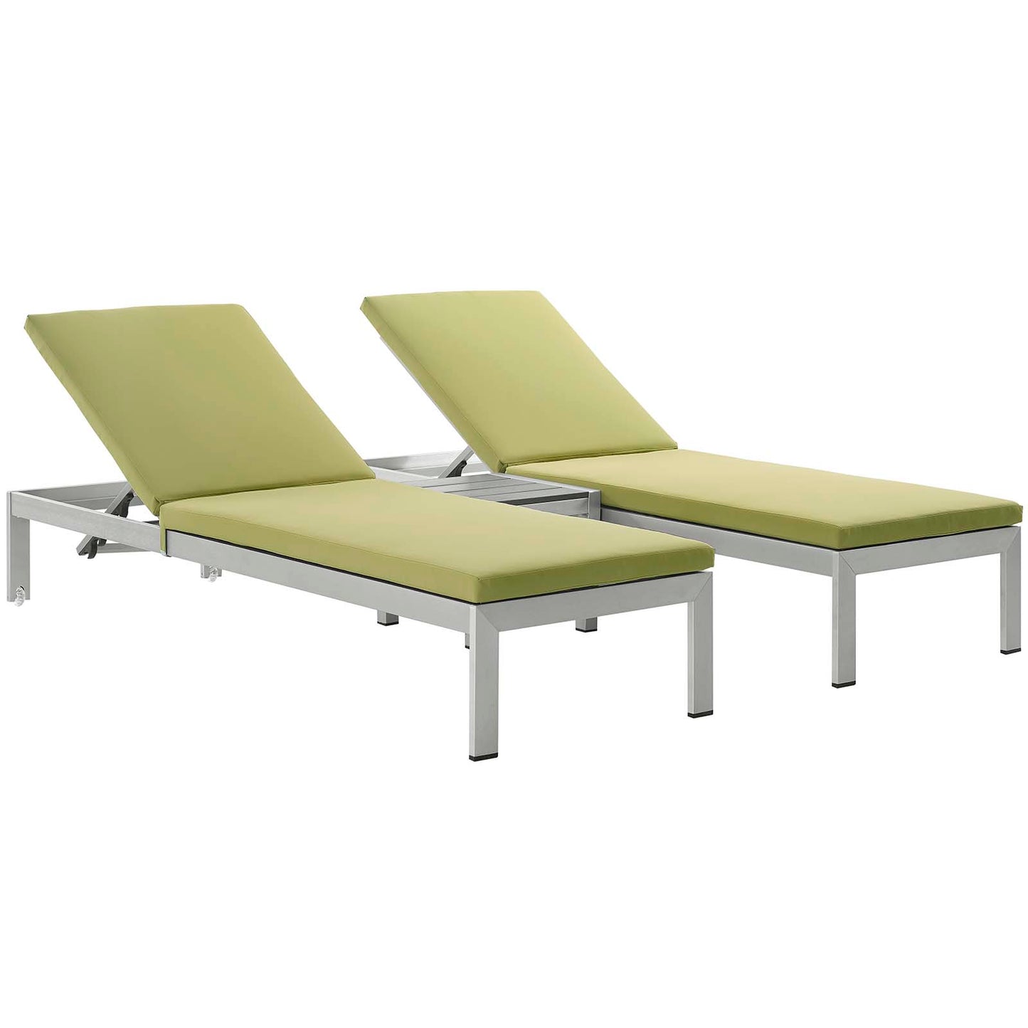 Shore 3 Piece Outdoor Patio Aluminum Chaise with Cushions