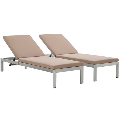 Shore Chaise with Cushions Outdoor Patio Aluminum Set of 2