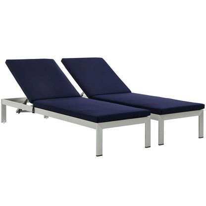 Shore Chaise with Cushions Outdoor Patio Aluminum Set of 2