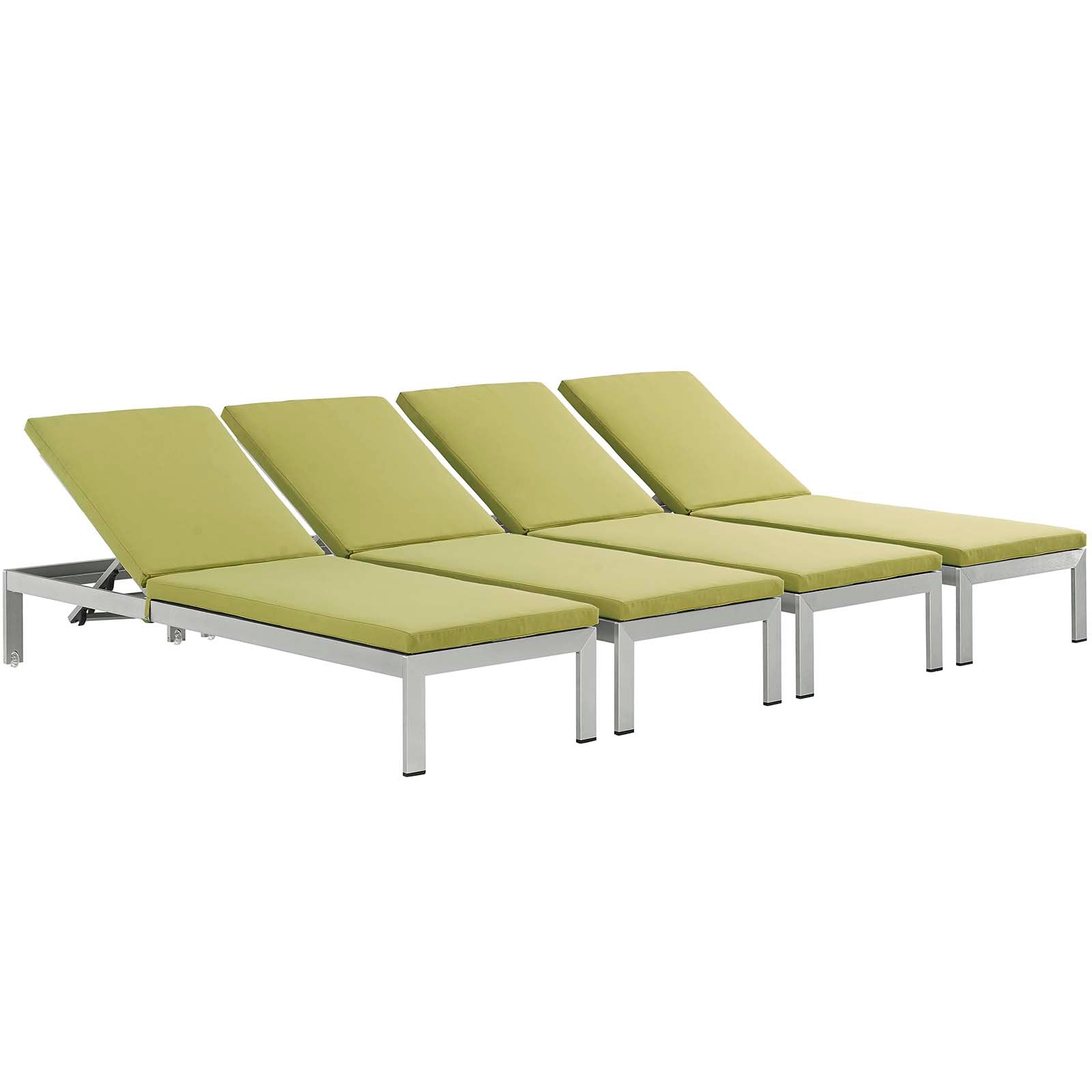 Shore Chaise with Cushions Outdoor Patio Aluminum Set of 4