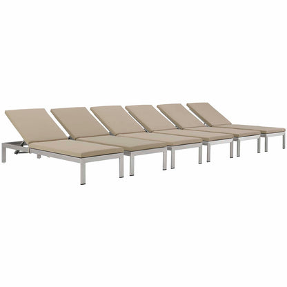 Shore Chaise with Cushions Outdoor Patio Aluminum Set of 6