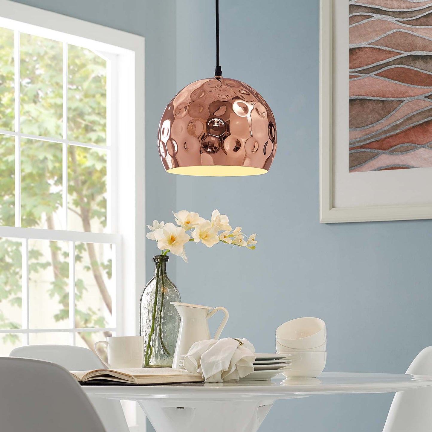 Dimple 10" Half-Sphere Rose Gold Pendant Light