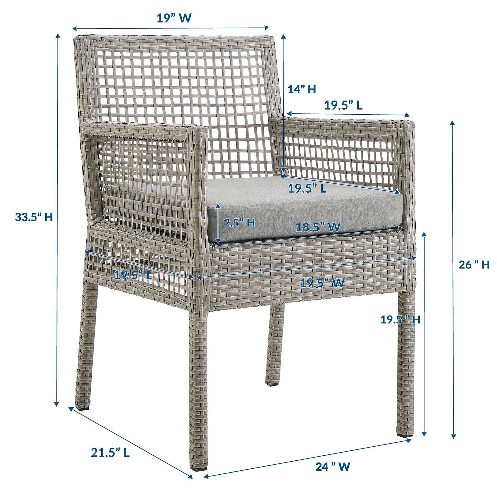 Aura Outdoor Patio Wicker Rattan Dining Armchair