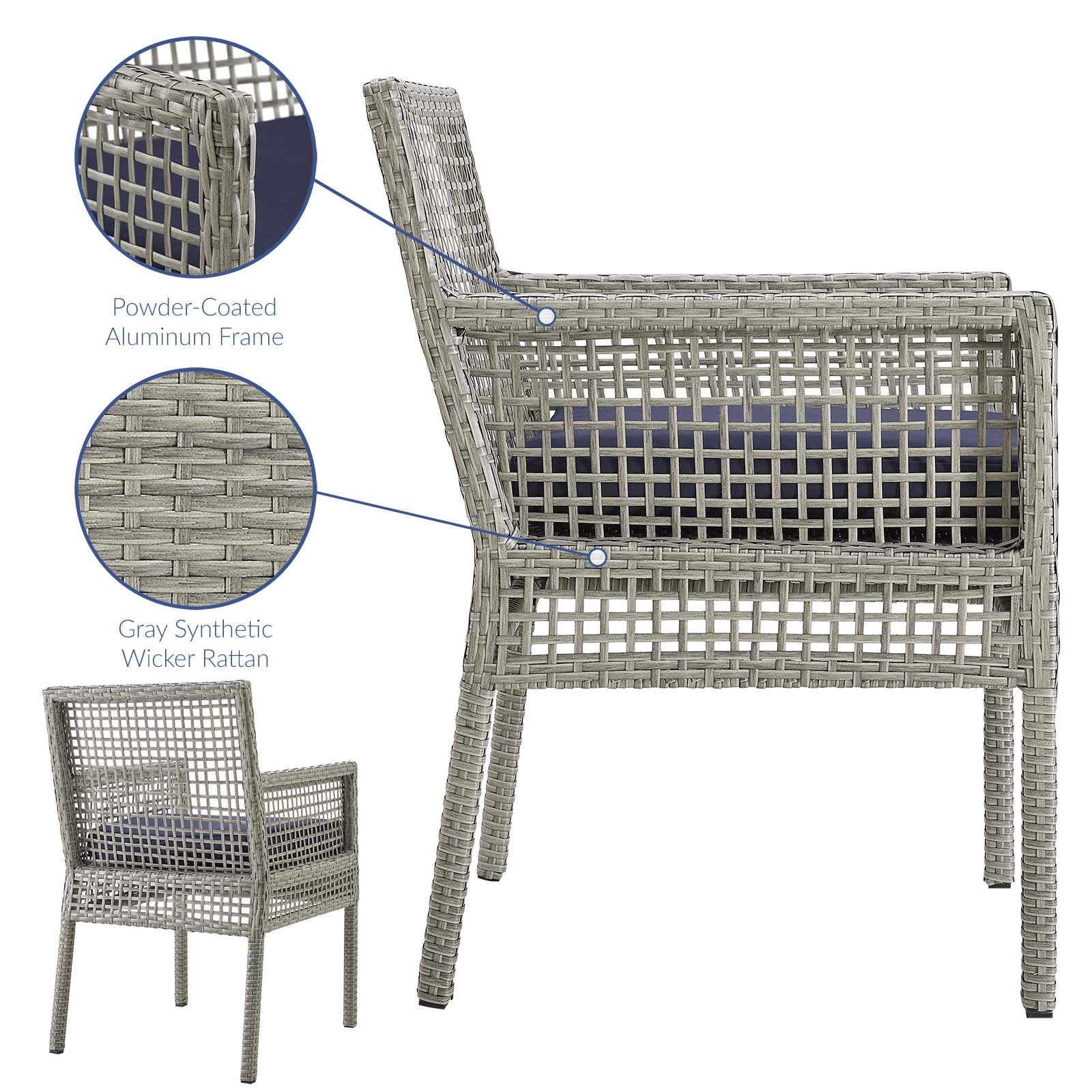 Aura Outdoor Patio Wicker Rattan Dining Armchair