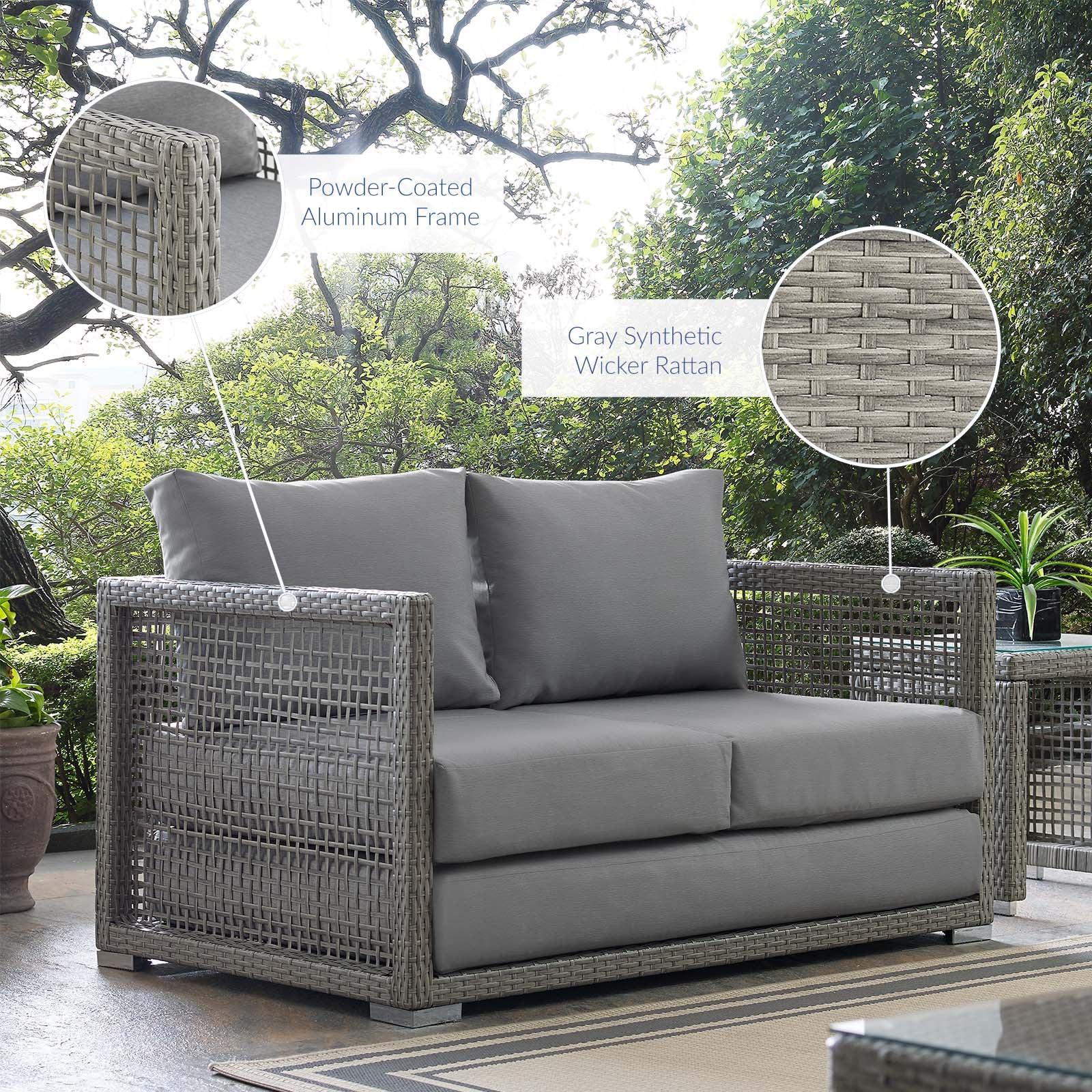 Aura Outdoor Patio Wicker Rattan Loveseat