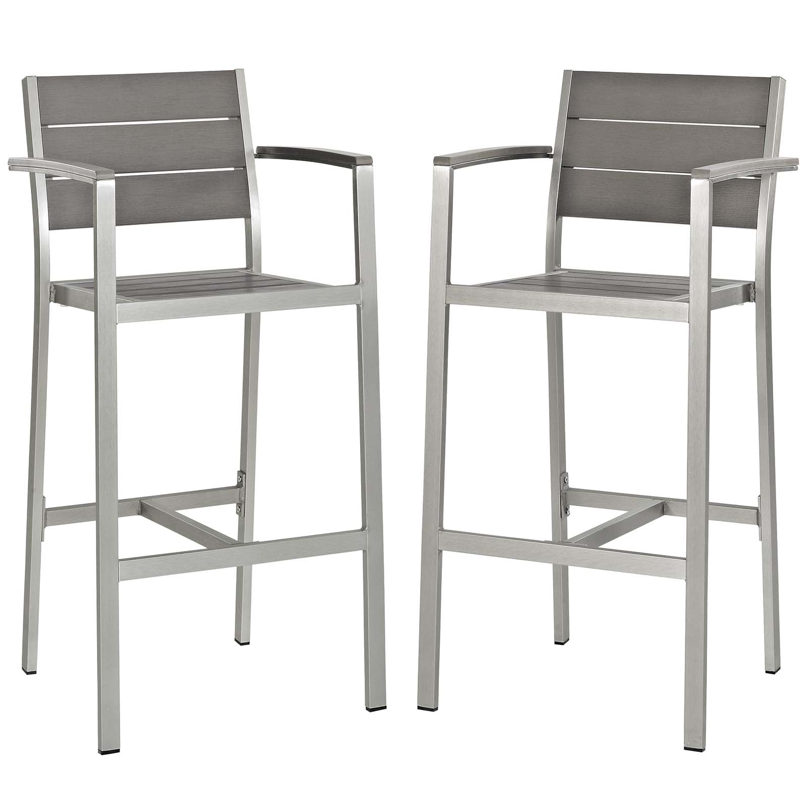 Shore Bar Stool Outdoor Patio Aluminum Set of 2