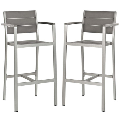 Shore Bar Stool Outdoor Patio Aluminum Set of 2