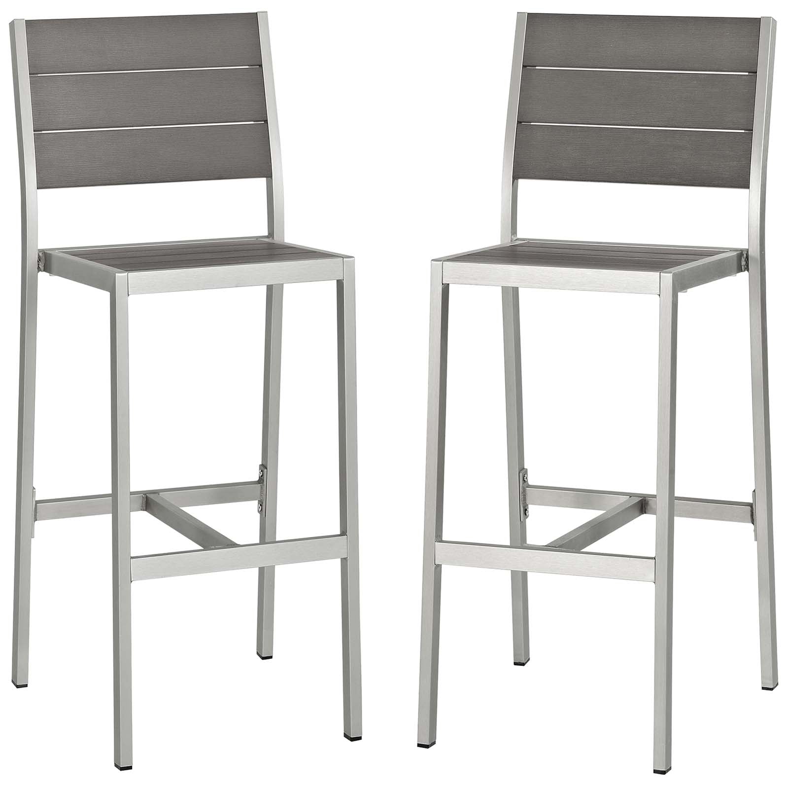 Shore Armless Bar Stool Outdoor Patio Aluminum Set of 2