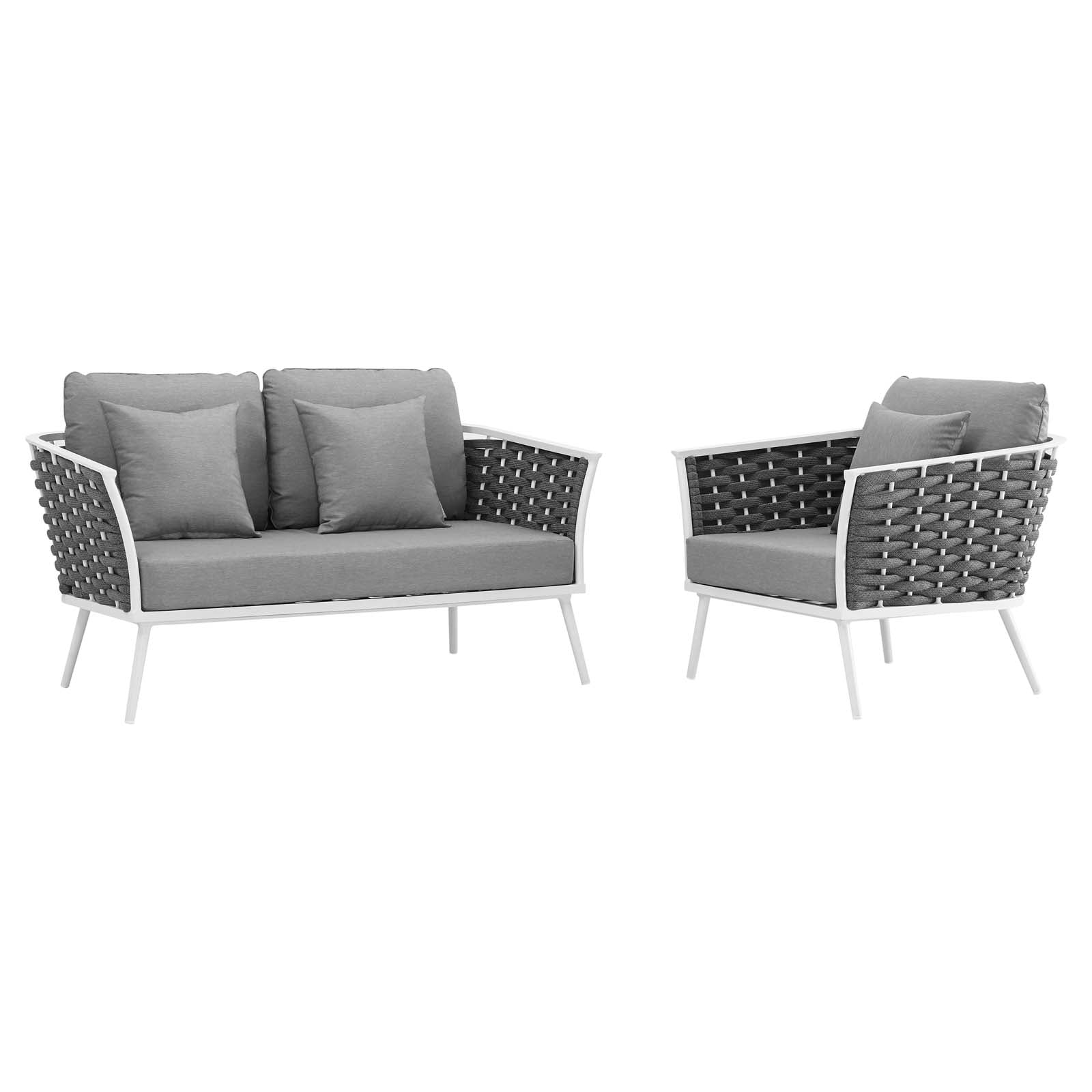 Stance 2 Piece Outdoor Patio Aluminum Sectional Sofa Set