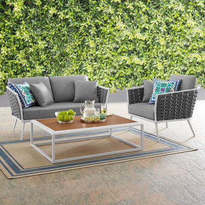 Stance 3 Piece Outdoor Patio Aluminum Sectional Sofa Set