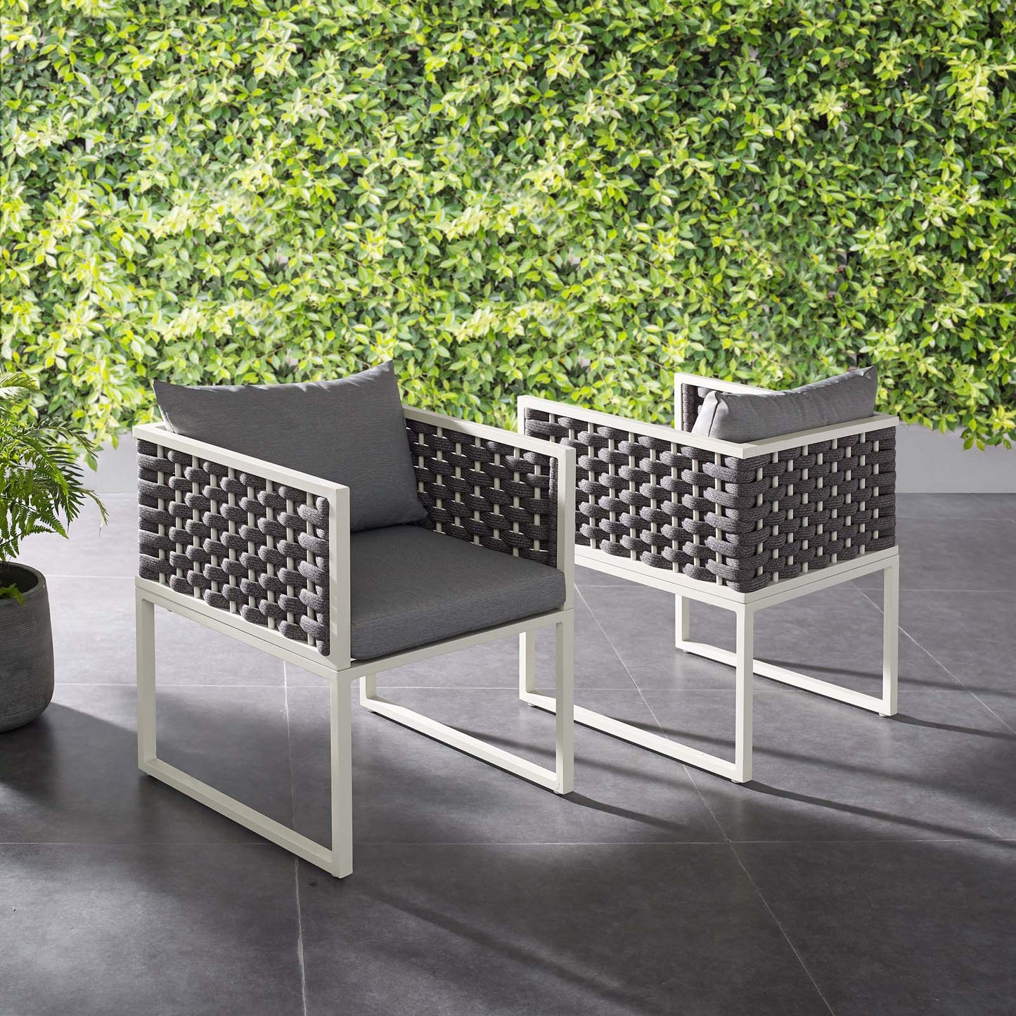 Stance Dining Armchair Outdoor Patio Aluminum Set of 2