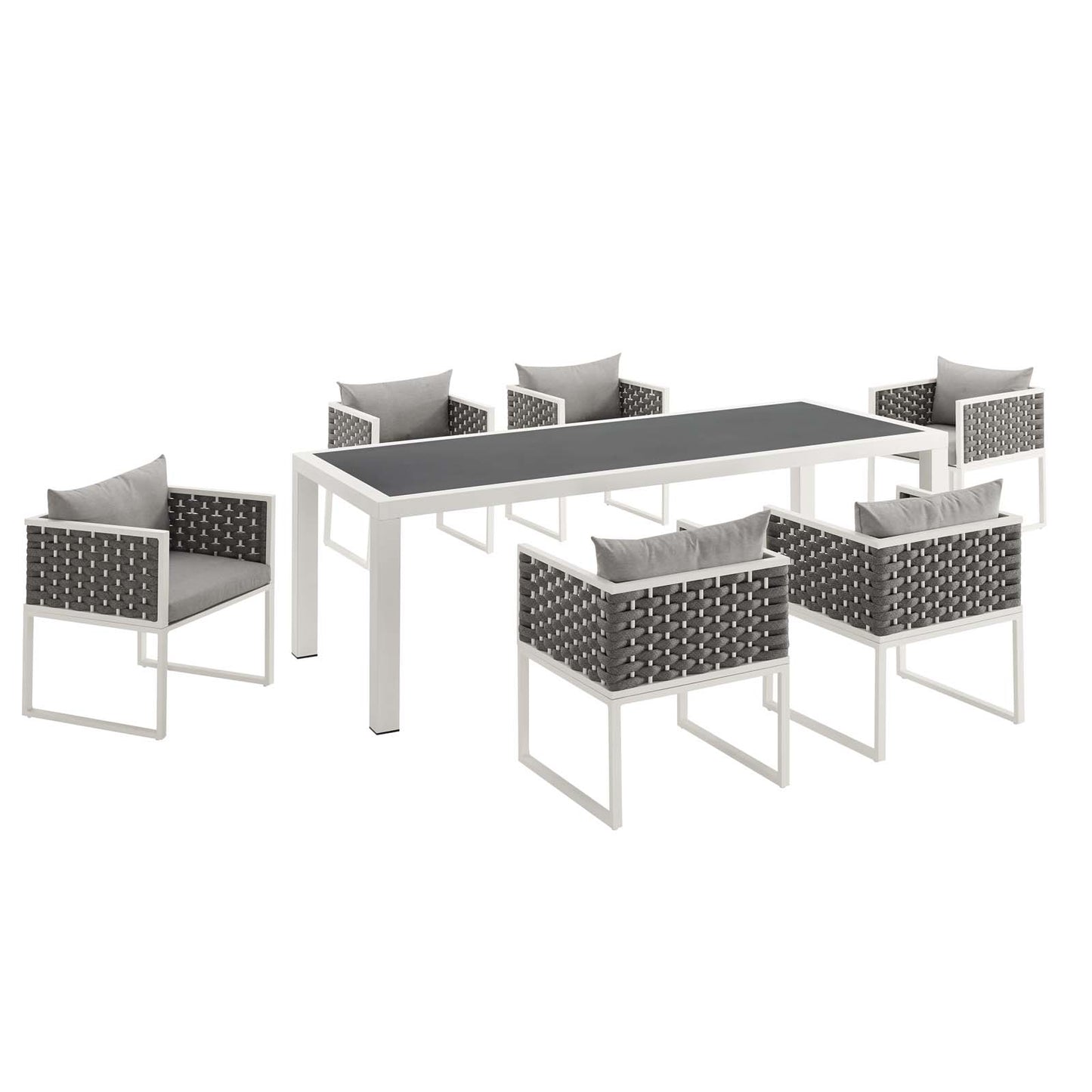 Stance 7 Piece Outdoor Patio Aluminum Dining Set