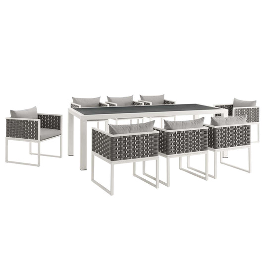 Stance 9 Piece Outdoor Patio Aluminum Dining Set