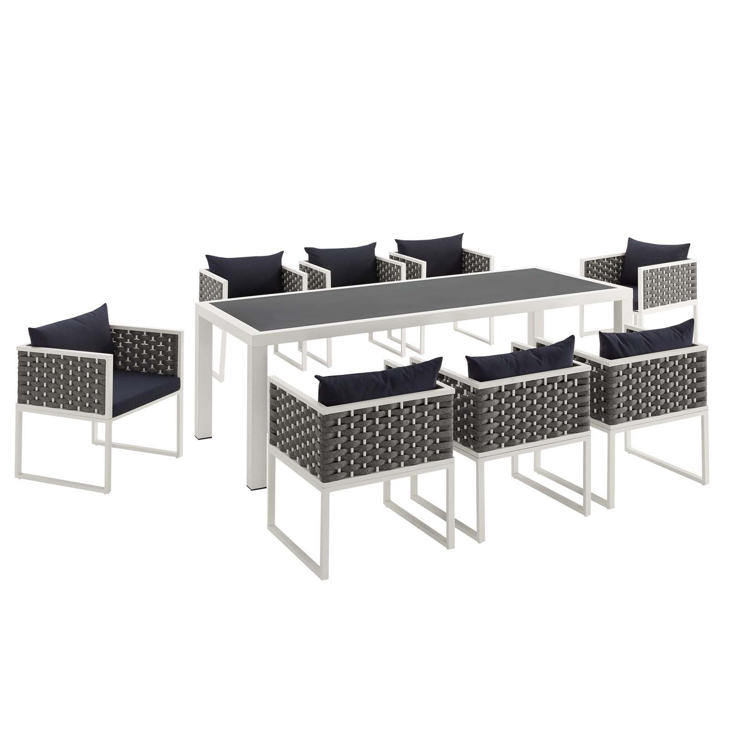 Stance 9 Piece Outdoor Patio Aluminum Dining Set