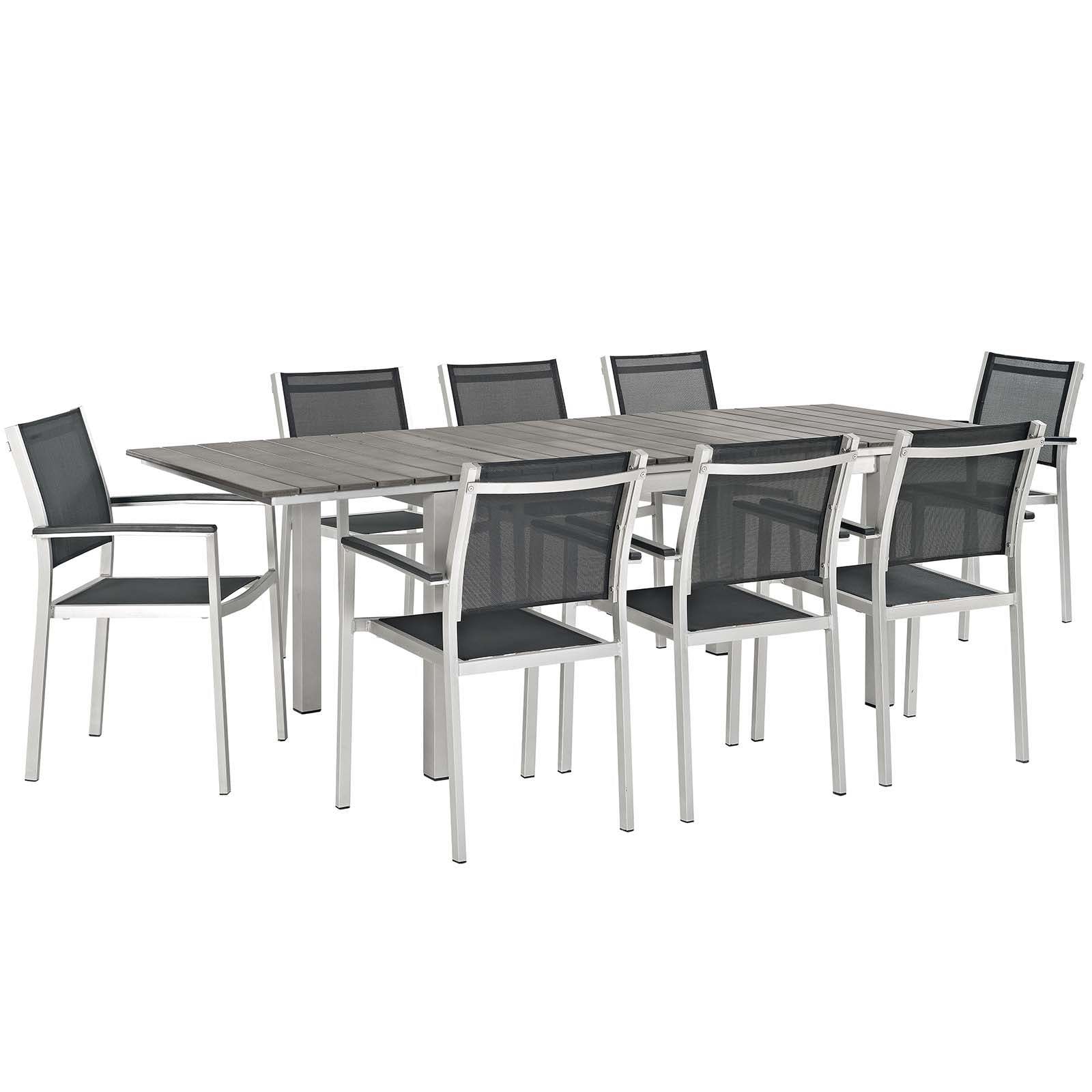 Shore 9 Piece Outdoor Patio Aluminum Dining Set