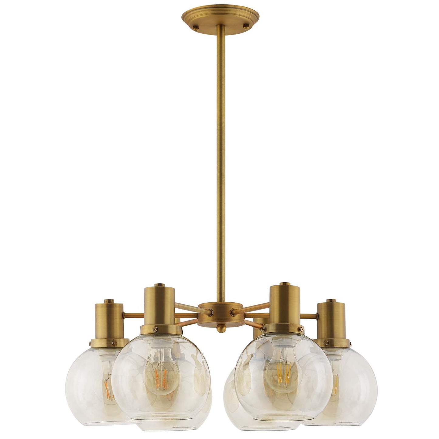 Resound Amber Glass And Brass Pendant Chandelier