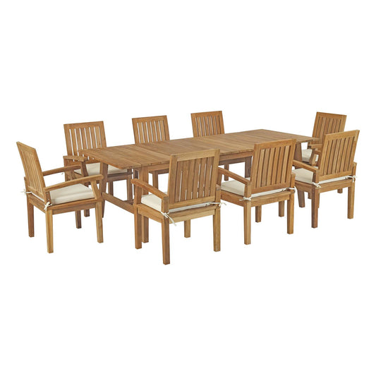 Marina 9 Piece Outdoor Patio Teak Dining Set