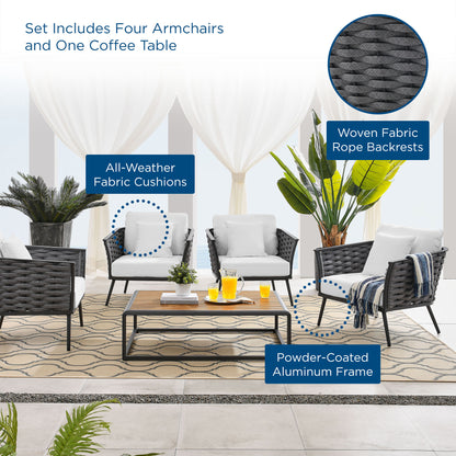 Stance 5 Piece Outdoor Patio Aluminum Sectional Sofa Set