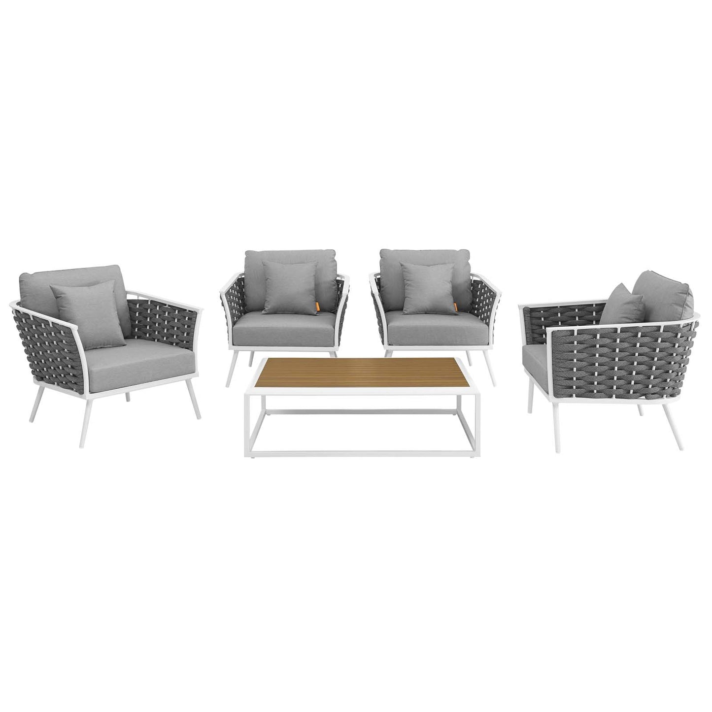 Stance 5 Piece Outdoor Patio Aluminum Sectional Sofa Set