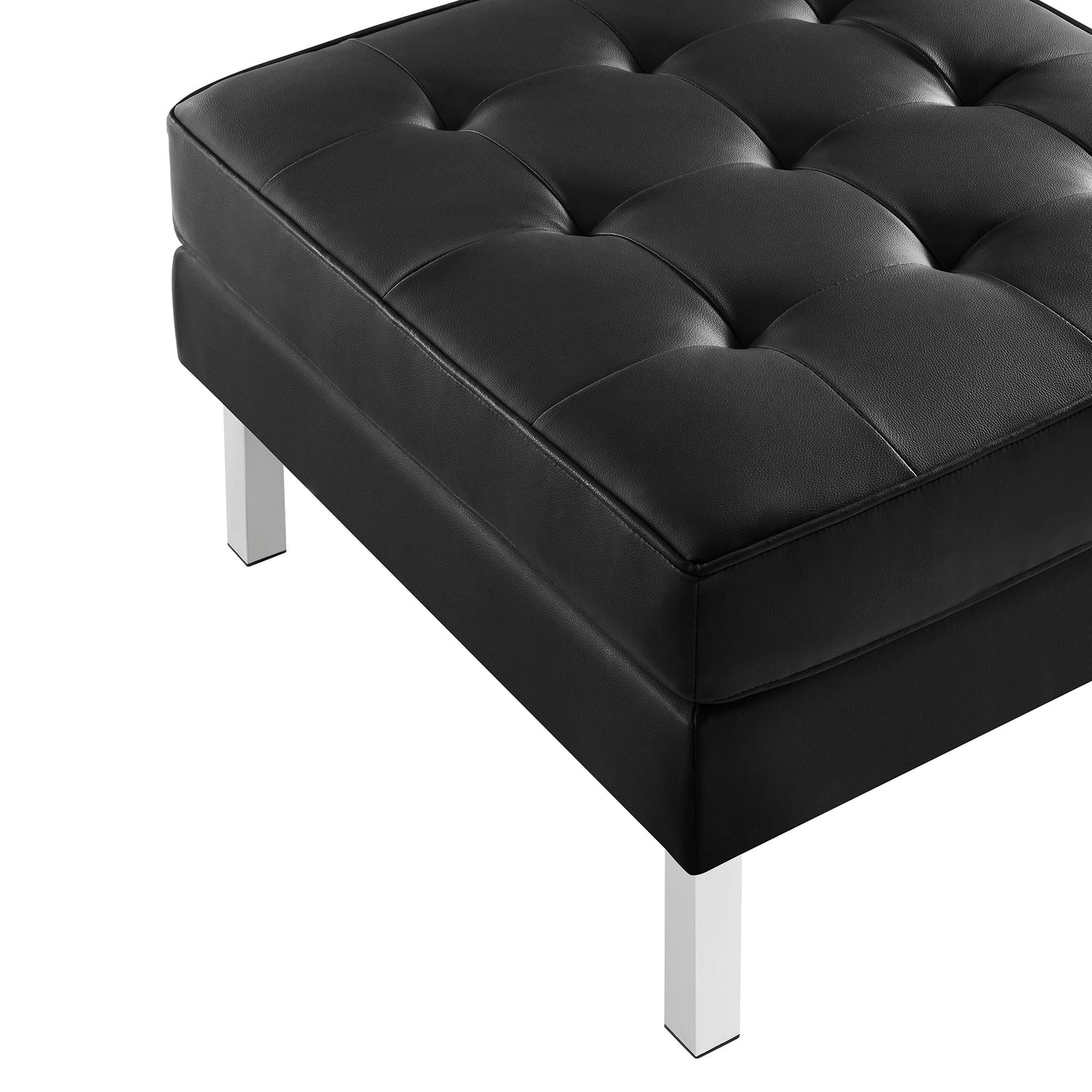 Loft Tufted Vegan Leather Ottoman