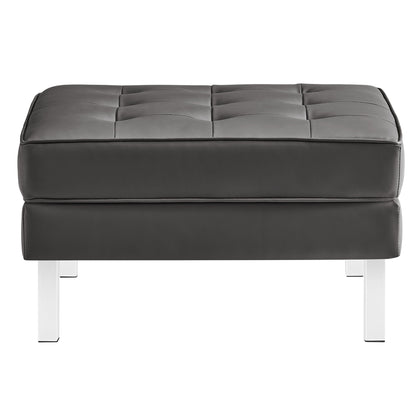 Loft Tufted Vegan Leather Ottoman