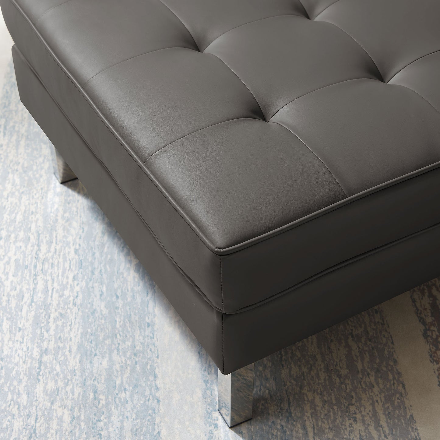 Loft Tufted Vegan Leather Ottoman