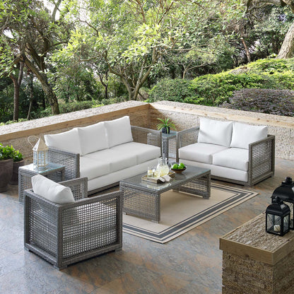 Aura 6 Piece Outdoor Patio Wicker Rattan Set