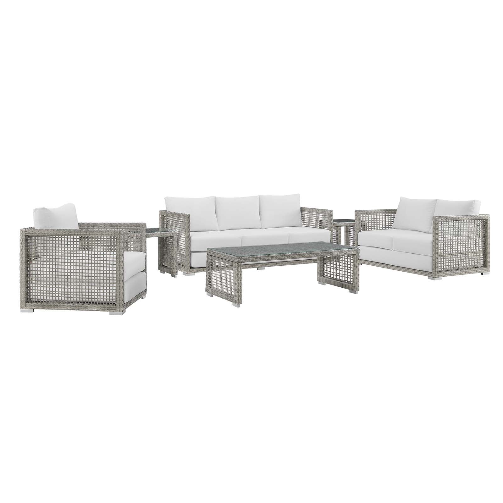 Aura 6 Piece Outdoor Patio Wicker Rattan Set