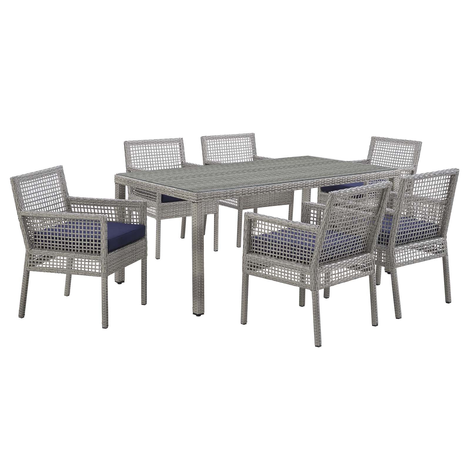 Aura 7 Piece Outdoor Patio Wicker Rattan Set