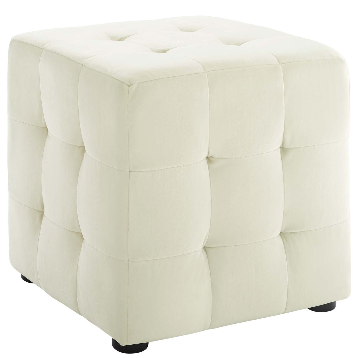 Contour Tufted Cube Performance Velvet Ottoman