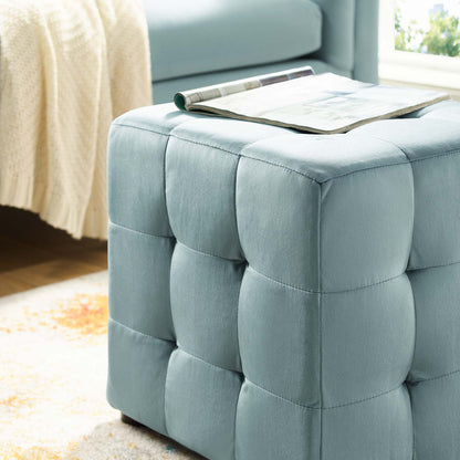 Contour Tufted Cube Performance Velvet Ottoman