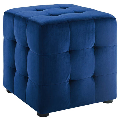 Contour Tufted Cube Performance Velvet Ottoman