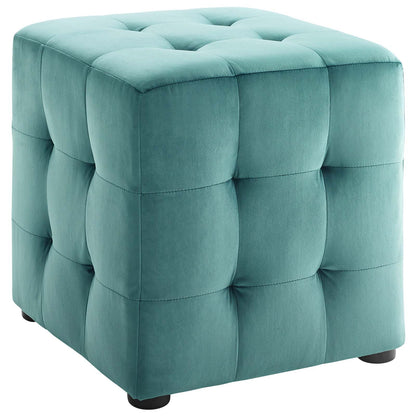 Contour Tufted Cube Performance Velvet Ottoman