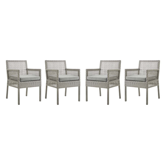 Aura Dining Armchair Outdoor Patio Wicker Rattan Set of 4